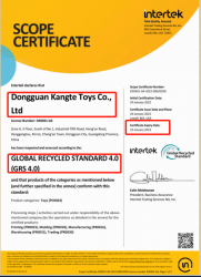 祝東莞市康特玩具有限公司2022年一次性通過全球回收標(biāo)準(zhǔn)GRS認證